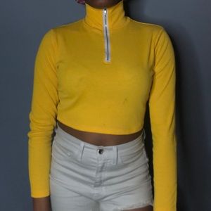 Cropped Long Sleeve Turtleneck Shirt